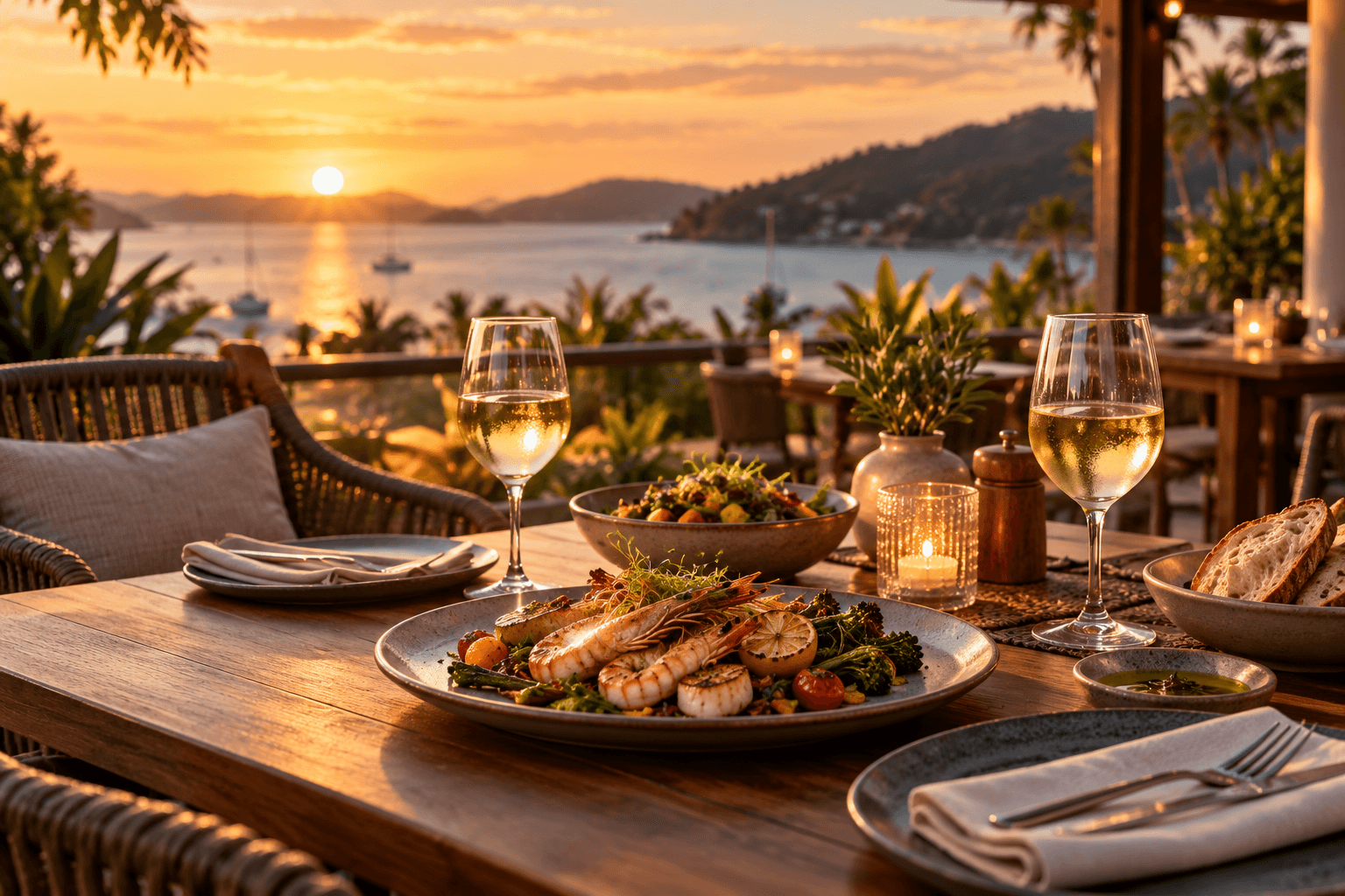Hunter Valley dining table with local produce and wine glasses